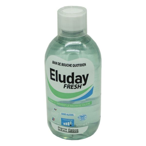 ELUDAY FRESH 500ml - Solution pour Bain de Bouche sans Alcool - Combat et Prévient la Mauvaise Haleine