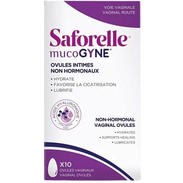MUCOGYNE 10 Ovules Intimes Non Hormonaux - Hydratant, Lubrifiant, Adjuvant de Cicatrisation