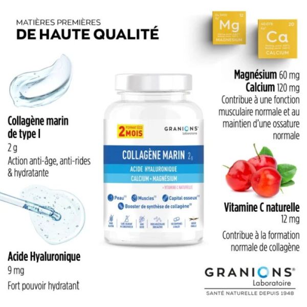 GRANIONS - Collagène marin - Format éco 2 mois - bte/180 comprimés
