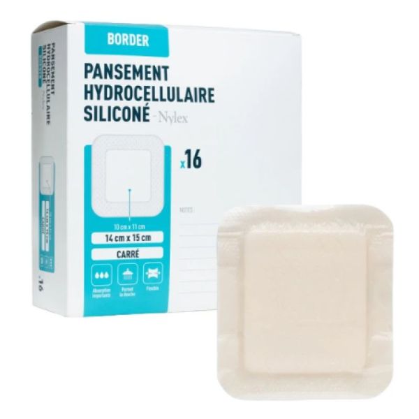7.5x8.5cm - Pansement Hydrocellulaire de Technologie Lipido Colloïde à Bord Adhésif -