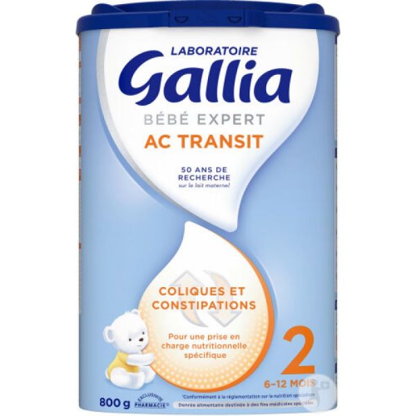 GALLIA Bébé Expert AC2 Transit Bte/800g - Lait en Poudre Anti Coliques Nourrissons de 6 à 12 mois