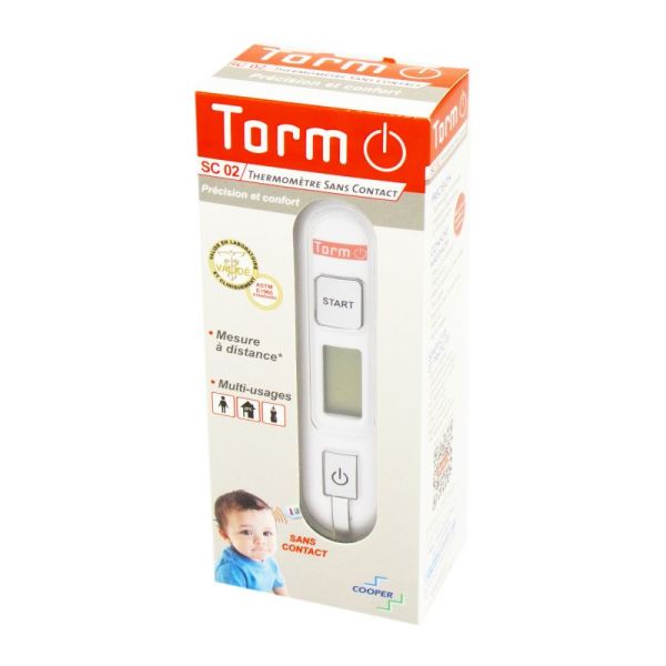 TORM SC02 Blanc - Thermomètre Infrarouge Sans Contact (par Balayage), Ultra Rapide, Simple, Précis
