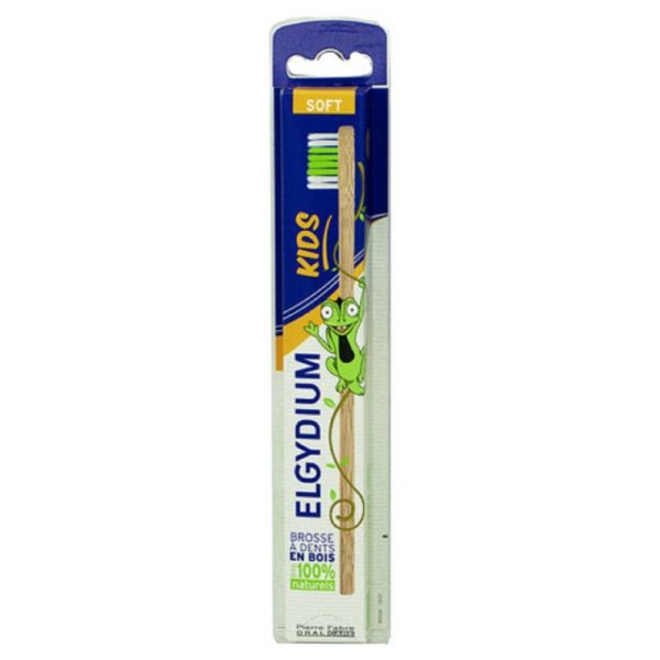 ELGYDIUM KIDS Brosse à Dents en Bois SOFT 1 Unité - 100% Naturel - Bois de Hêtre Eco-responsable