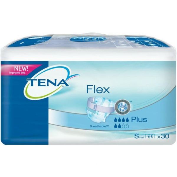 TENA FLEX Plus S Small Hanches de 61 à 87 cm - Change Complet avec Ceinture pour Fuites Urinaires Fo