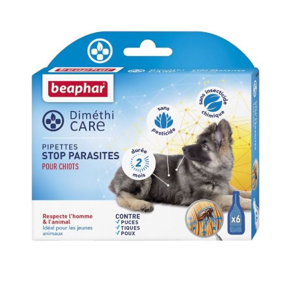 DIMETHICARE Pipettes Stop Parasites 6x 1.5ml Chiots dès 2 Jours - Puces, Tiques, Poux