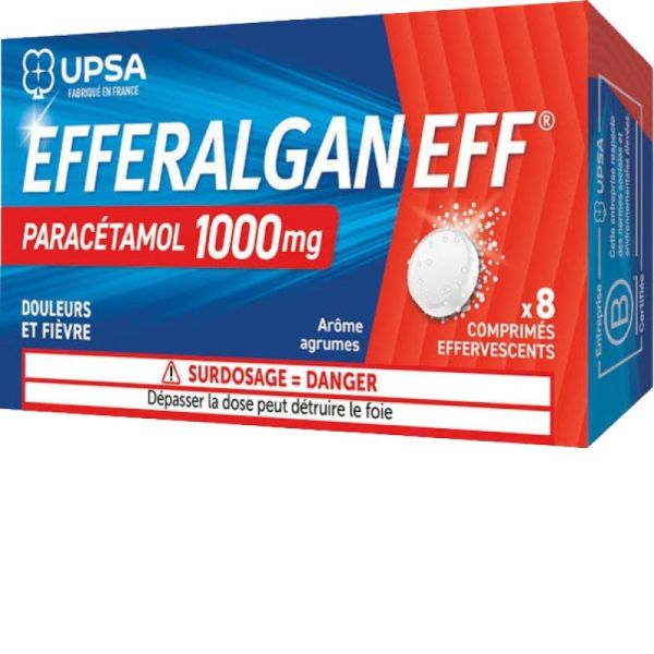 Efferalgan 1000 mg, agrumes - 8 comprimés effervescents