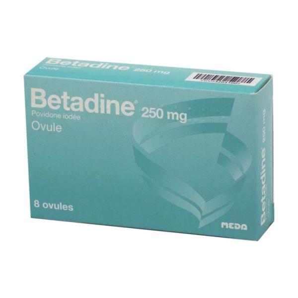 BETADINE 250 mg,  Boite de 8 ovules