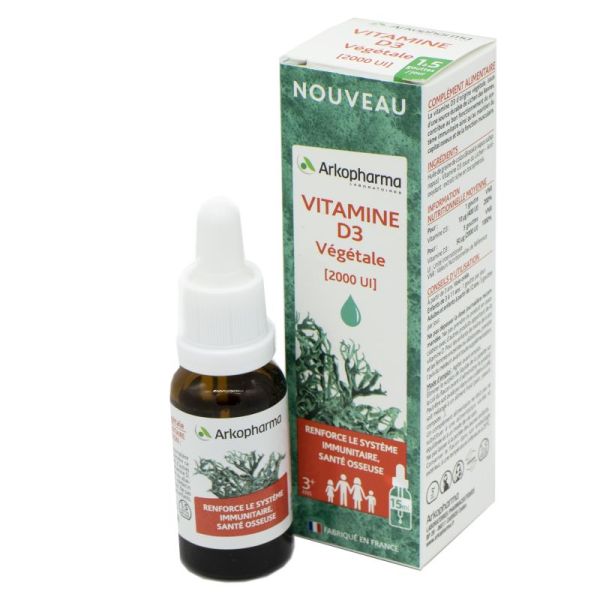 ARKOPHARMA Vitamine D3 Végétale 2000UI Gouttes 15ml - Système Immunitaire, Santé Osseuse