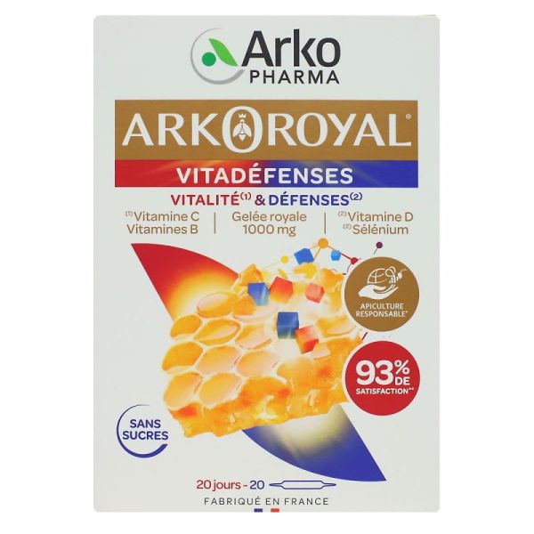 ARKOROYAL Vitadéfenses sans sucre 20 ampoules