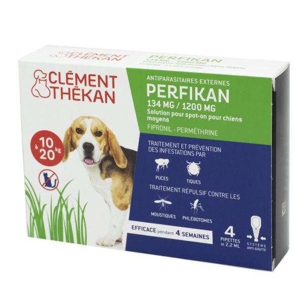 PERFIKAN 134 mg/1200 mg Chiens 10 à 20kg Anti Parasitaires Externes - Pipette 4x 2.20ml