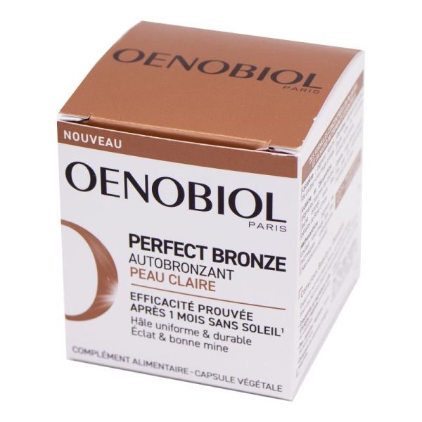 OENOBIOL PERFECT BRONZE Autobronzant Peau Claire 30 Capsules - Préparateur Solaire, Perfecteur de Bronzage