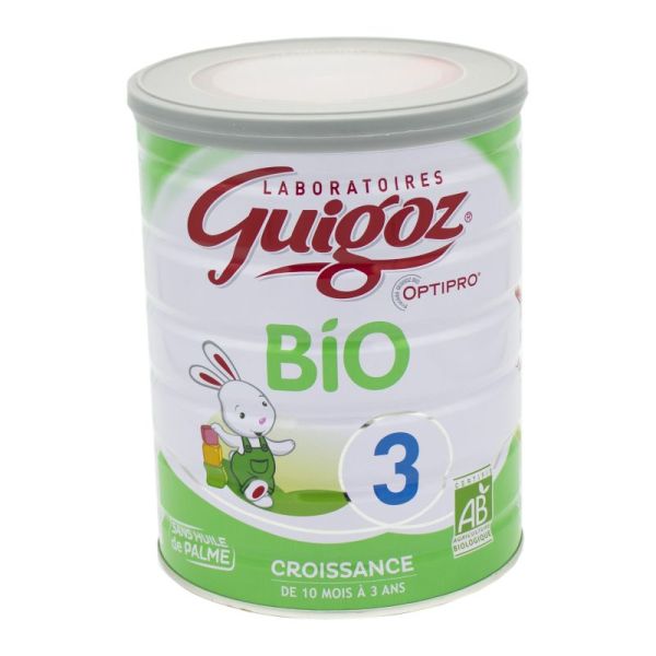 GUIGOZ 3 BIO Lait de Croissance en Poudre pour Nourrissons de 10 mois à 3 Ans - Procédé Exclusif Opt