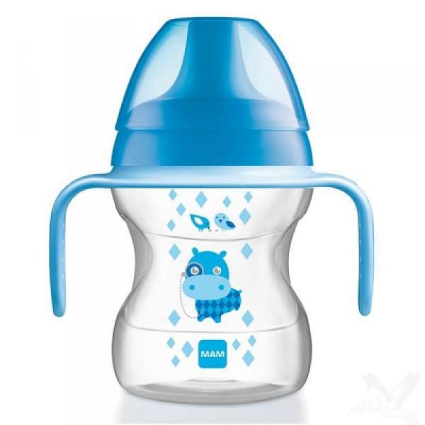 MAM Tasse d'apprentissage 190ml Bleu - Biberon Learn to Drink Cup 6 Mois et + avec Poignée - 1 Unité