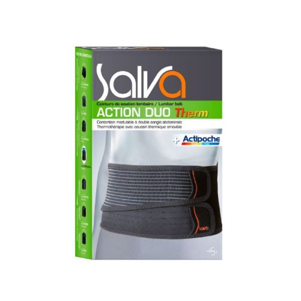 SALVA ACTION DUO THERM Hauteur 26cm - Ceinture Lombaire Actipoche, Double Sangle Abdominale