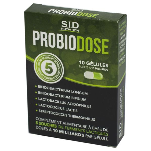 PROBIODOSE 10 Gélules - Complément Alimentaire Flore Intestinale - 5 Souches de Ferments Lactiques