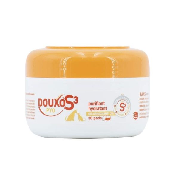 DOUXO PYO S3 Pads Chat Chien 30 Cotons - Purifiant et Hydratant