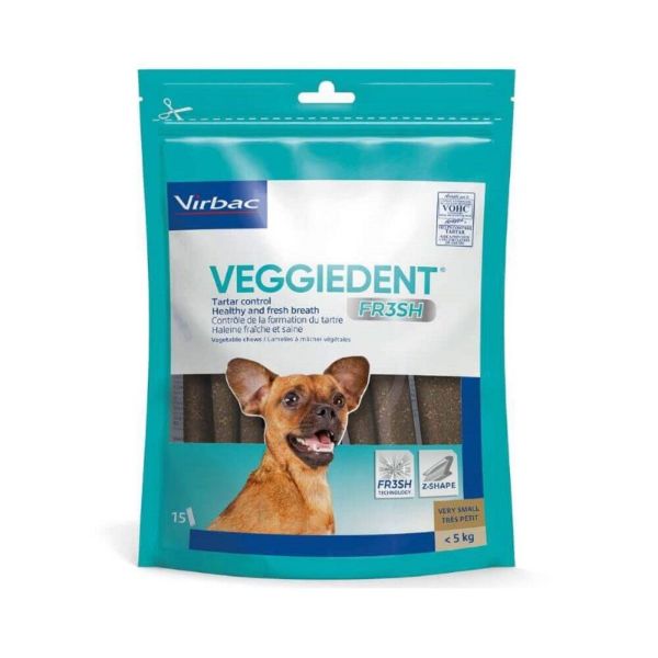 VEGGIEDENT Fresh XS Chien de -5kg - Lamelles à Mâcher - Mauvaise Haleine, Tartre