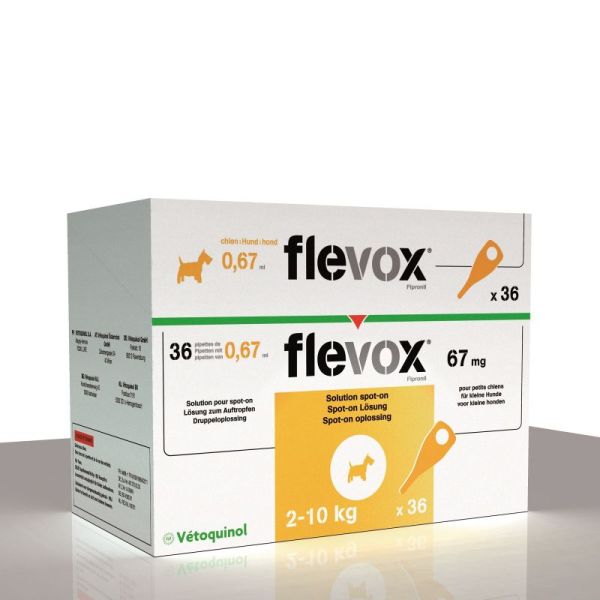 FLEVOX 67mg Chien 2 à 10kg - Pipettes 36x 0.67ml - Spot On Antiparasitaire