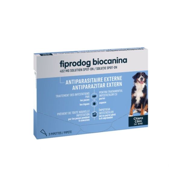 BIOCANINA FIPRODOG 402mg Très Grands Chien Spot On au Fipronil - 3 pipettes