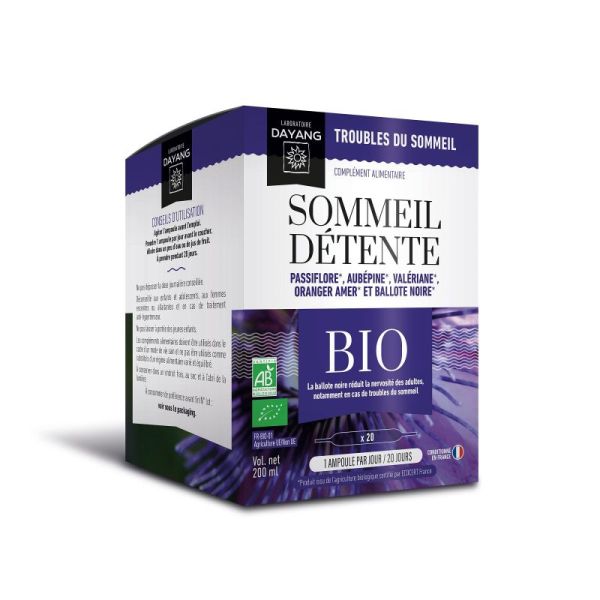 DAYANG SOMMEIL DETENTE BIO Ampoules 20x 10ml - Troubles du Sommeil, Nervosité