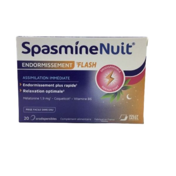 JOLLY JATEL - SpasmineNUIT - Endormissement FLASH - 20 comprimés orodispersibles