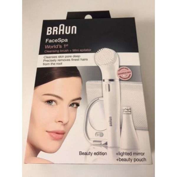 BRAUN Face Spa Epilateur Visage + Brosse Nettoyante + Miroir + Pochette de Rangement