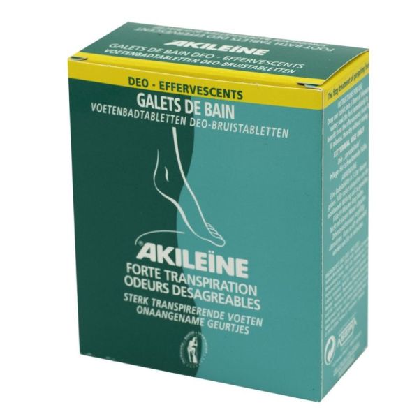 AKILEINE SOINS VERTS Galet de Bain Déo Effervescents 7x 12g, Forte Transpiration et Odeurs des Pieds