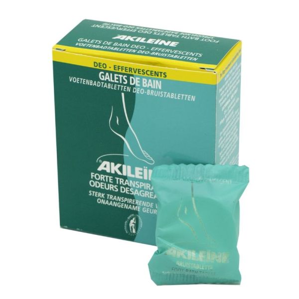 AKILEINE SOINS VERTS Galet de Bain Déo Effervescents 7x 12g, Forte Transpiration et Odeurs des Pieds