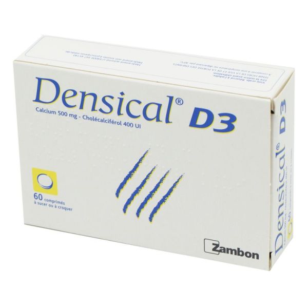 Densical Vitamine D3 500 mg/400 UI, 60 comprimés à sucer ou à croquer