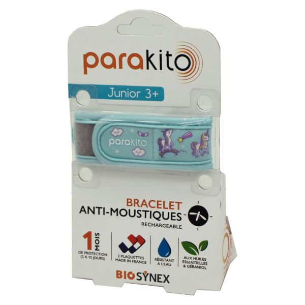 PARAKITO JUNIOR Bracelet LICORNE - Bracelet Anti Moustiques Rechargeable - Enfant + 3 Ans - Bte/1