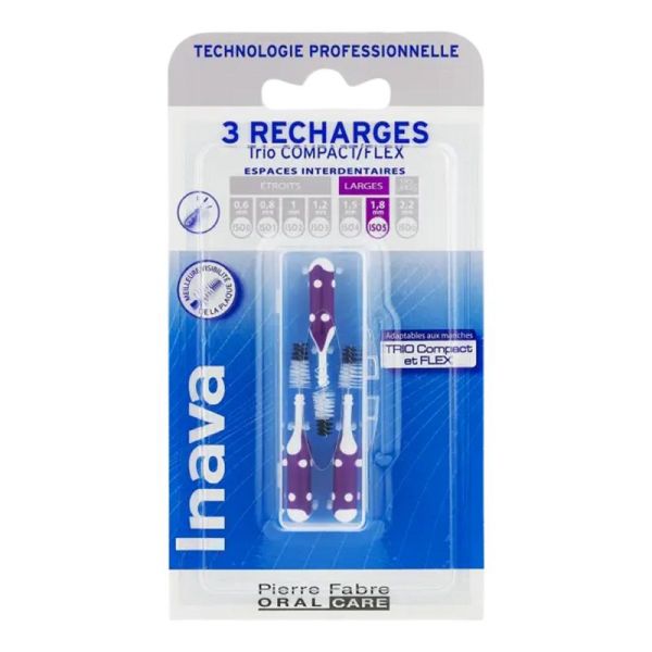 RECHARGES Violettes 1.8mm ISO5 pour TRIO COMPACT et FLEX - Bte/3