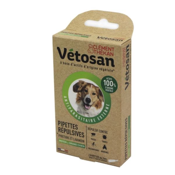 VETOSAN Anti-parasitaire Externe Pipettes Répulsives 2x 3ml - Chien de +12kg