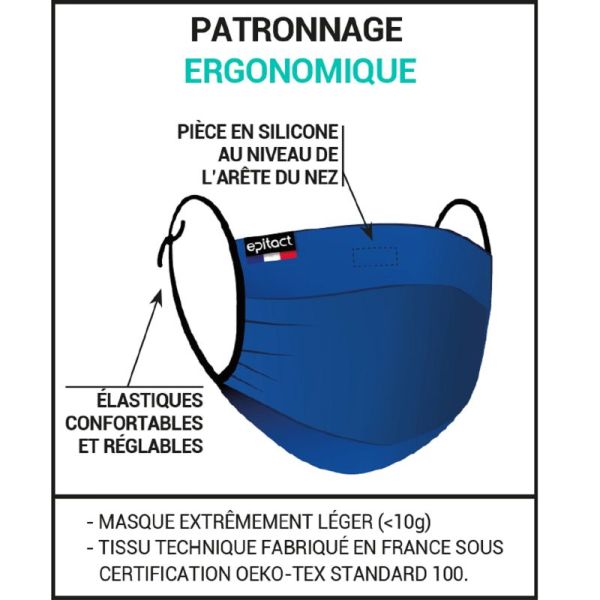 EPITACT 2 Masques Barrière UNS1 Adulte - Lavable 50 Fois -