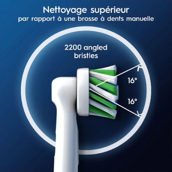 ORAL B Cross Action 3 Brosettes de Rechange - Pour Brosse à Dents Electriques ORAL B sauf Pulsonic et iO