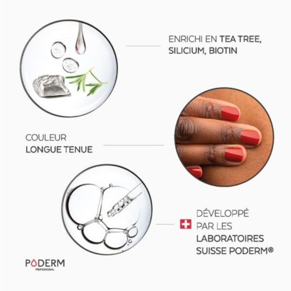 PODERM PROFESSIONAL Color Care Rouge Puissant 8ml - Vernis à Ongles Tea Tree