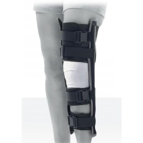 Immobilisation du Genou Attelle de Soutien Droite et Confortable pour les  Fractures du Genou Attelle de Genou Pratique avec Quatre Sangles