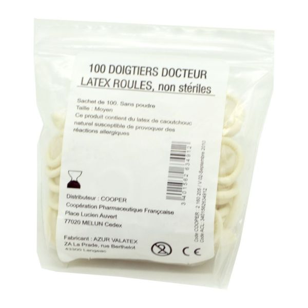 COOPER Doigtier Docteur Roulé 1 DOIGT en Latex - Taille M (Médium) - N