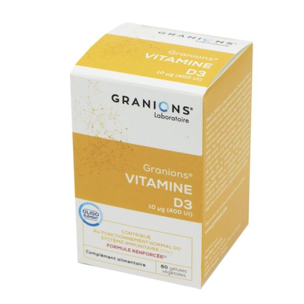 GRANIONS VITAMINE D3 10 µg (400Ul) - Complément Alimentaire à Base de Vitamine D3 - B/60