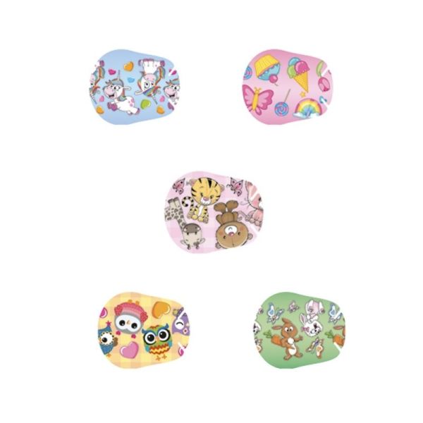 OPTICLUDE SILICONE Mini Filles 50 Pansements 5 x 6cm - 5 Designs