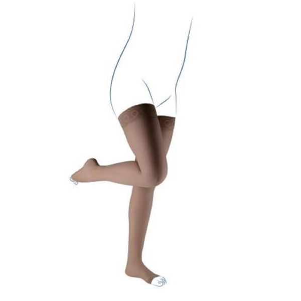 VENOFLEX Incognito Absolu Naturel Pieds Ouverts - Bas Cuisse Anti Glisse de Contention Pieds Ouverts