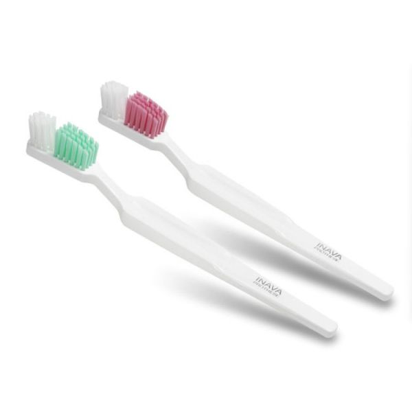 INAVA Brosse à Dents pour Prothèse - Double Implantation des Brins - Pour le Soin Quotidien Bte/1