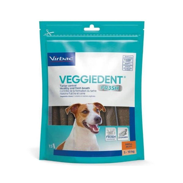 VEGGIEDENT Fresh S Chien de 5 à 10kg - Lamelles à Mâcher - Mauvaise Haleine, Tartre