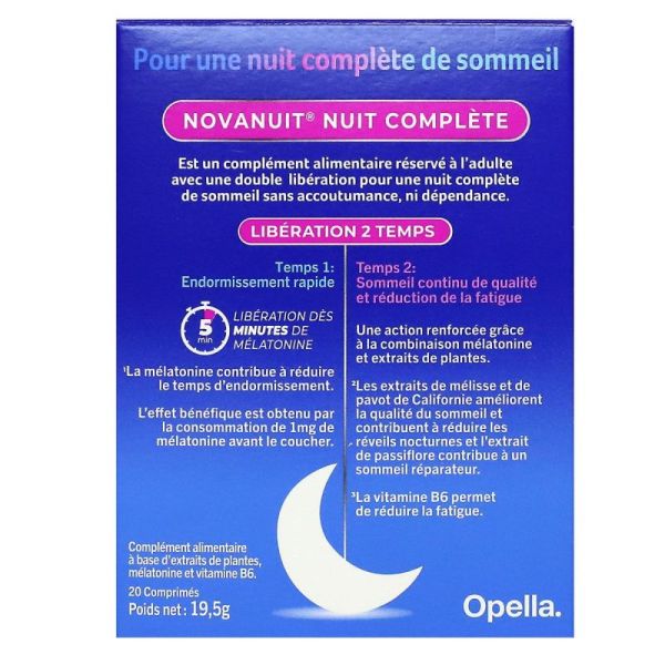 Novanuit Nuit complète 1,9mg libération 2 temps 20 comprimés