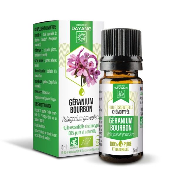 DAYANG BIO Huile Essentielle Chémotypée GERANIUM BOURBON 5ml - Pelargonium graveolens