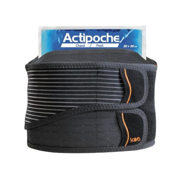 SALVA ACTION DUO THERM Hauteur 21cm - Ceinture Lombaire Actipoche, Double Sangle Abdominale