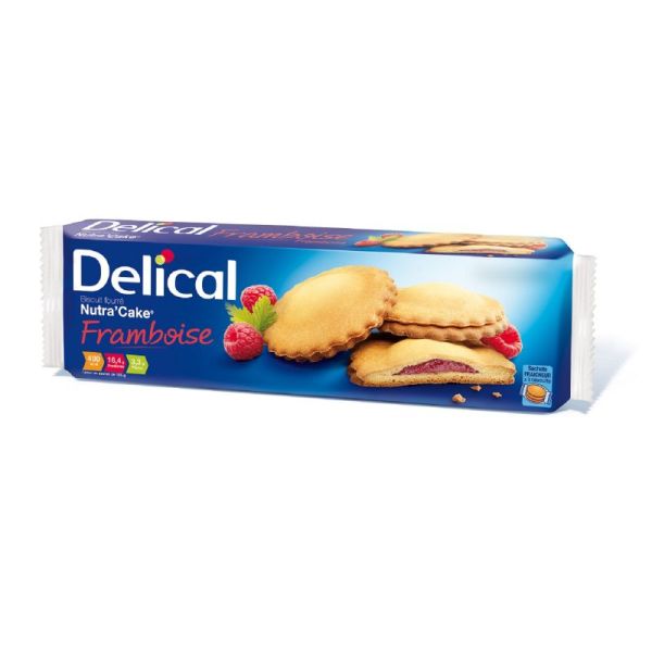 DELICAL Nutra'Cake Framboise, Biscuit Fourré HC/HP Hypercalorique Hyperprotidique, Dénutrion - Bte/9