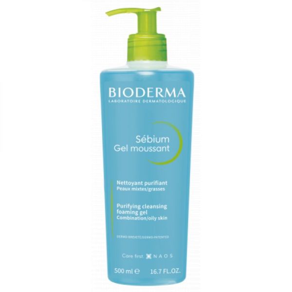 BIODERMA Sébium Gel Moussant 500ml - Nettoyant Purifiant Sébo Correcteur - Peaux Mixtes à Grasses