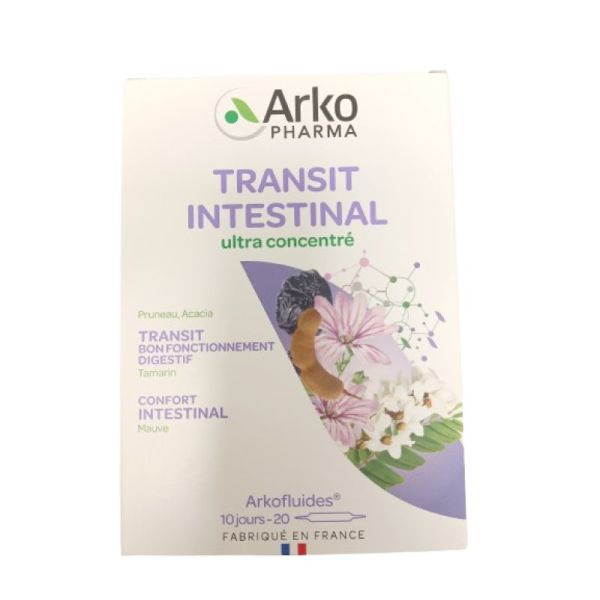 ARKOFLUIDES Transit Intestinal BIO - Tamarin, Mauve, Pruneau - Innovation UltraExtract - Bte/20 amp