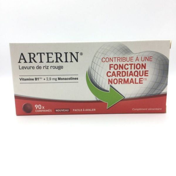 ARTERIN Levure de Riz Rouge 2.9mg de Monacolines 90 Comprimés - Contribue à une Fonction Cardiaque Normale - PACK ÉCO 2 MOIS + 1MOIS - 3595895317892