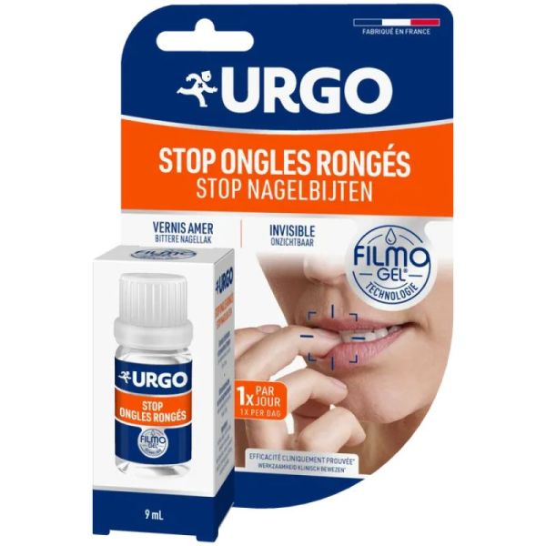 URGO FILMOGEL Stop Ongles Rongés - Solution 2 en 1 - Dès 3 ans - Fl/9ml